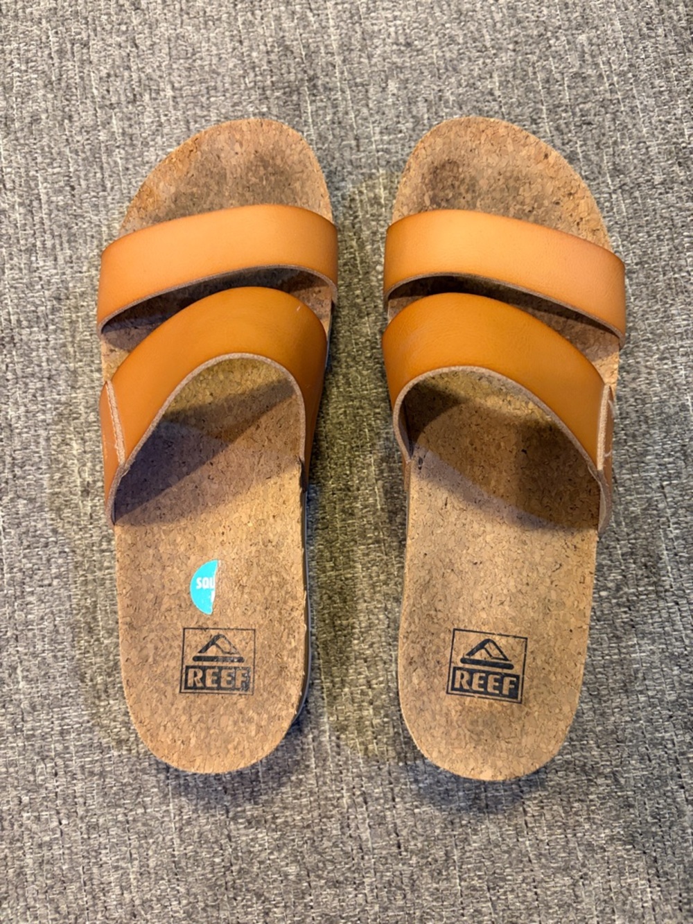 Reef Women’s  Cushion Vista Dual-Strap Slide Sandals in Cognac Brown size 9